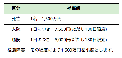 搭乗者保険 貨物の補償額