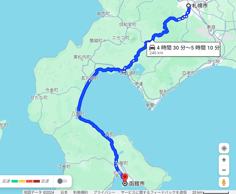 札幌 函館 距離