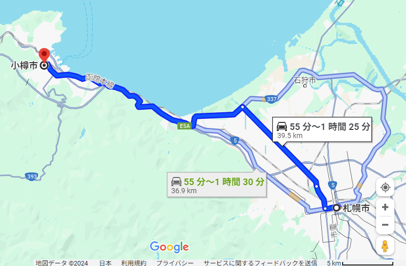 札幌 小樽 距離