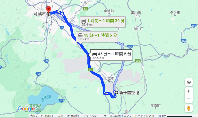 新千歳空港 札幌 距離