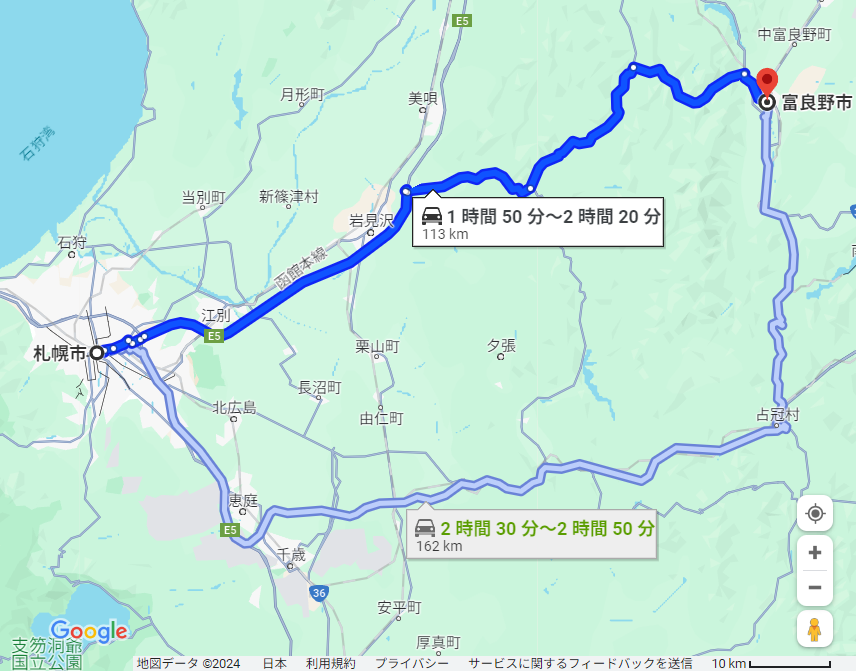 札幌 富良野 距離