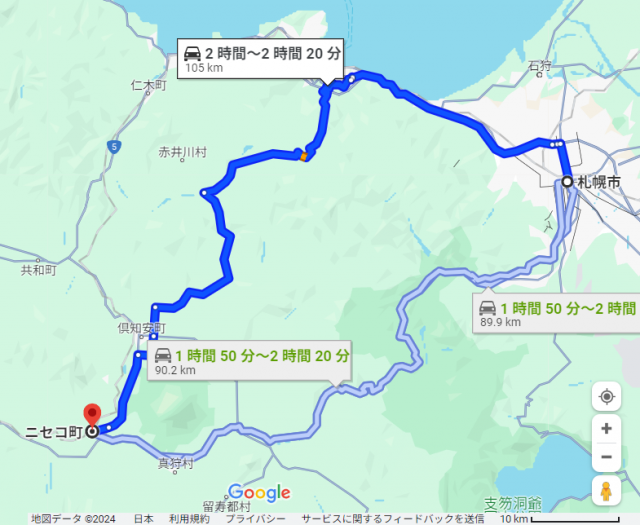 札幌 ニセコ 距離