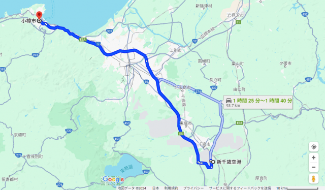 新千歳空港 小樽 距離