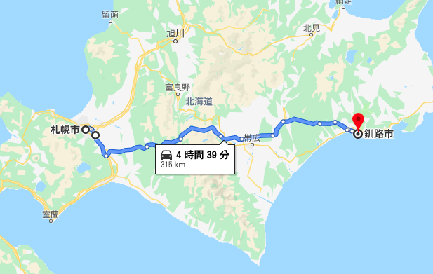 札幌から釧路までの有料道路ルート