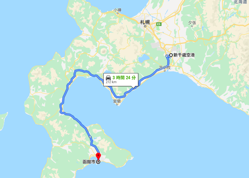 新千歳空港から函館までの有料道路ルート