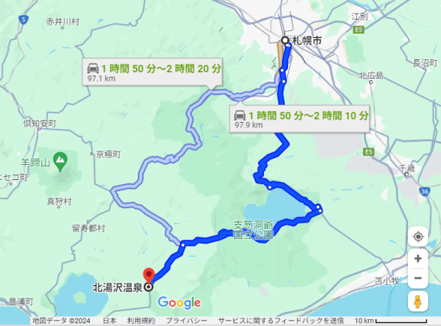 札幌 北湯沢 距離