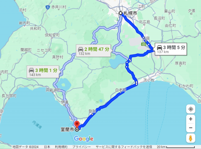札幌 室蘭 距離