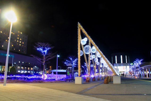 函館駅前のイルミネーション