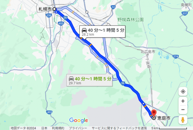 札幌 恵庭 距離